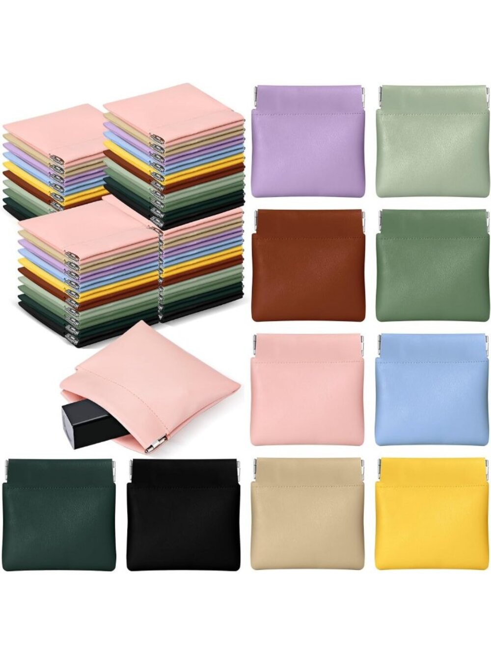 50 Pcs PU Leather Travel Jewelry Pouches, Portable Cosmetic Bags, Gift Bags
